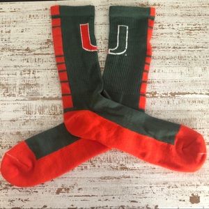 Green & Orange Miami Hurricanes Socks